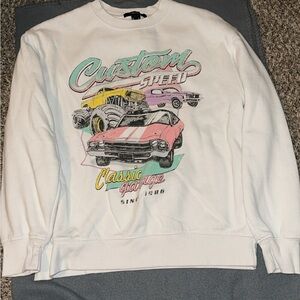Forever 21 White Crewneck Sweater with Retro Graphics